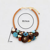 Brown Colorful Layered Disc Statement Necklace - Q38639