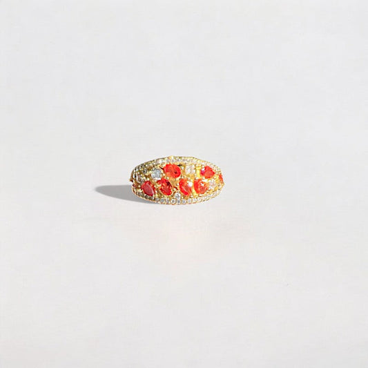 Orange Rhinestone Copper Open Ring