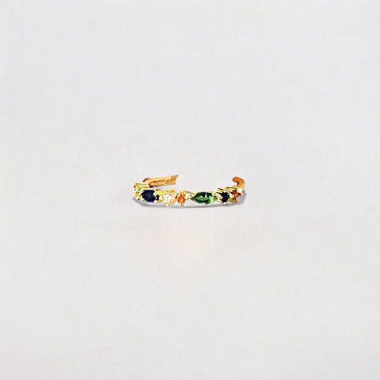 Multi Color Rhinestone Copper Open Ring