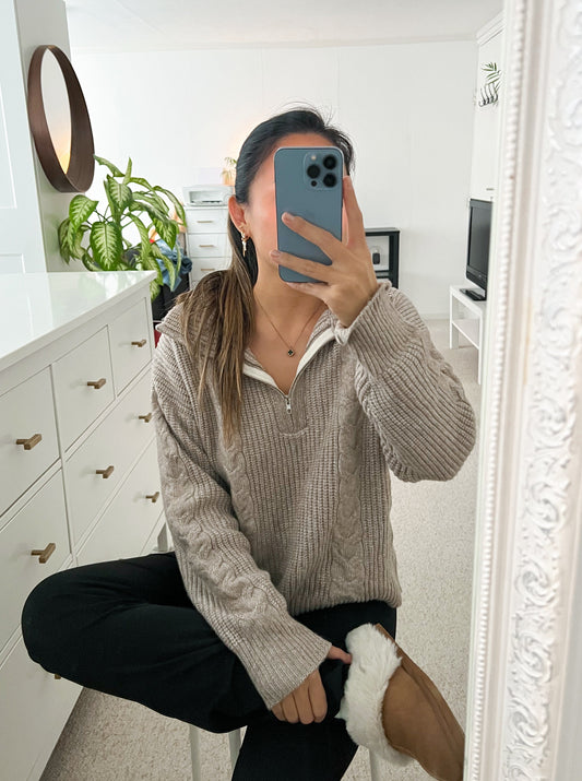Pixie - Brown Cable Knit Sweater