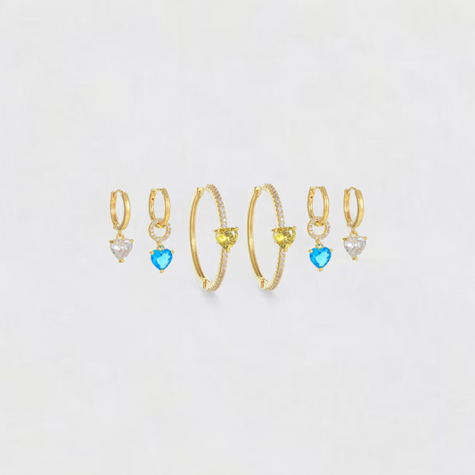 Khaki Blue Zirconium Copper Earrings Set