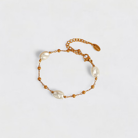 Gold Irregular Pearl Titanium Steel Bracelet