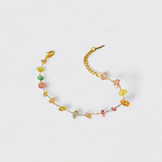 Gold Colorful Stone Stainless Steel Bracelet