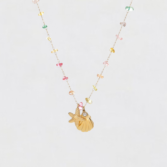 Gold Colorful Shell Stainless Steel Necklace