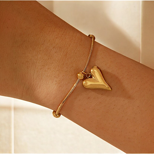 Gold Heart Titanium Steel Bracelet