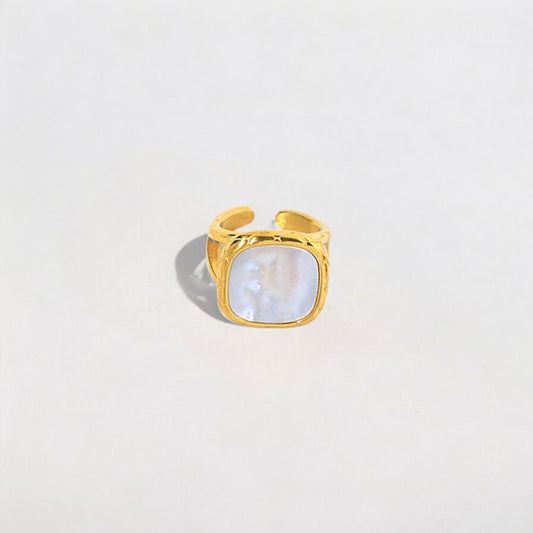 Gold Square Stainless Steel Open Statement Ring