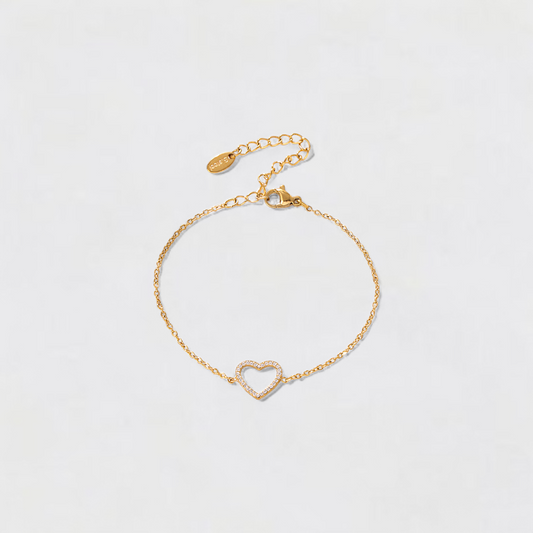 Gold Heart Rhinestone Titanium Steel Bracelet