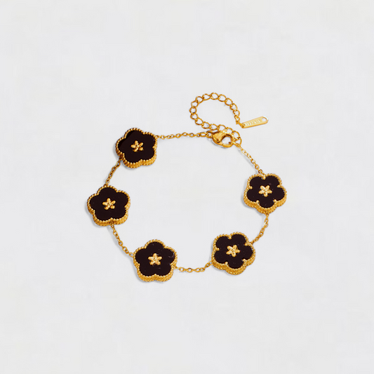 Gold Floral Clover Stainless Steel Bracelet