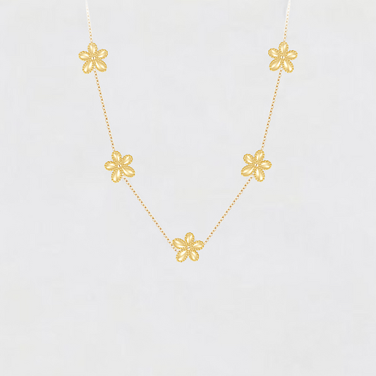 Gold Plated Titanium Steel Flower Necklace