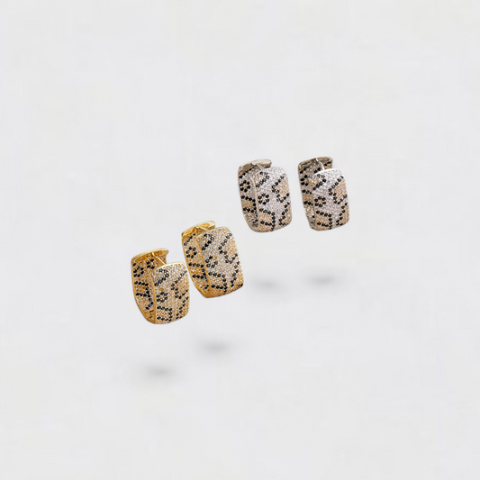 Leopard Style Diamond Copper Square Earrings