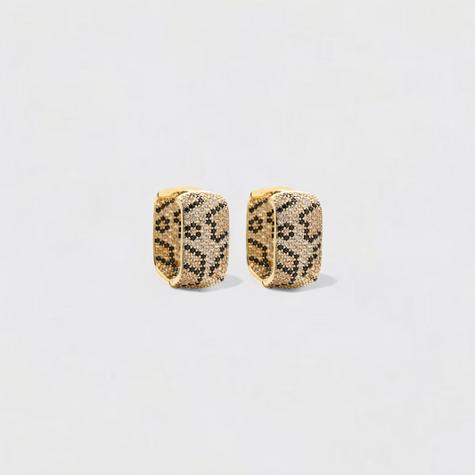 Leopard Style Diamond Copper Square Earrings