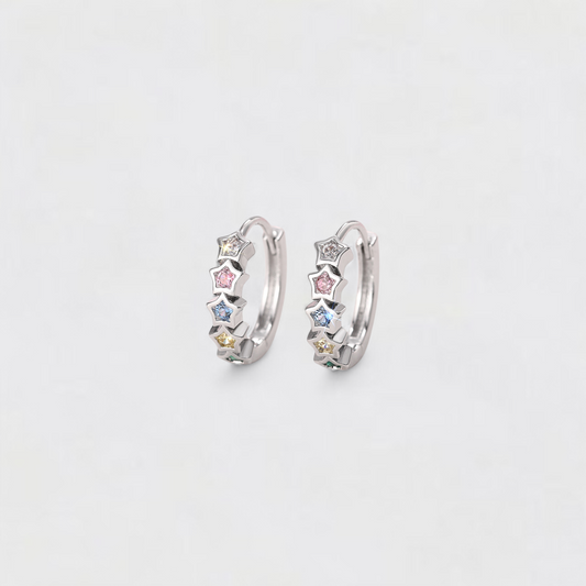 Multi Color Silver Copper Diamond Star Earrings