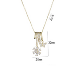 Gold Layered Charm Butterfly Flower Titanium Steel Necklace