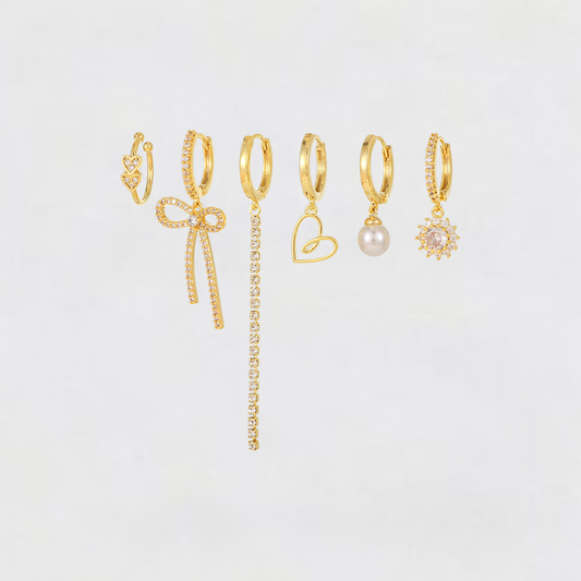 Gold Festive Zirconium Copper Earrings Set