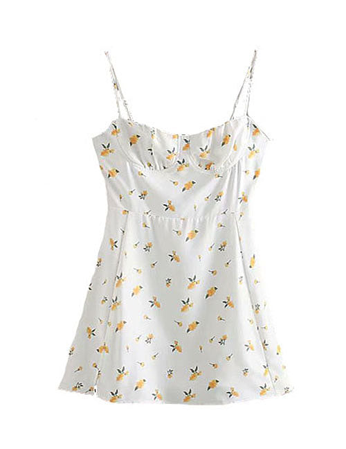 White Floral Printed Bustier Dress - Kiss the Rainbow