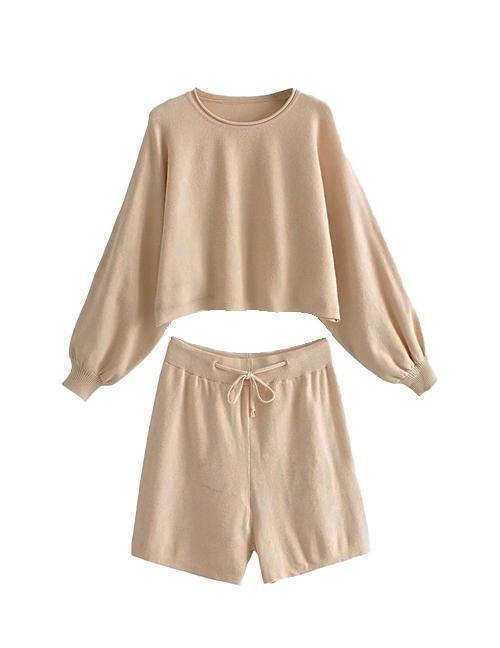 Beige Lounge Top & Short Co-ord Set - Kiss the Rainbow