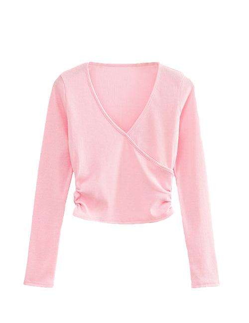 Pink Side Ruched Long Sleeve Top - Kiss the Rainbow