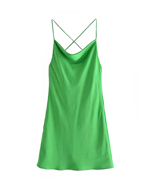 Green Drape Front Criss Cross Back Mini Dress - Kiss the Rainbow