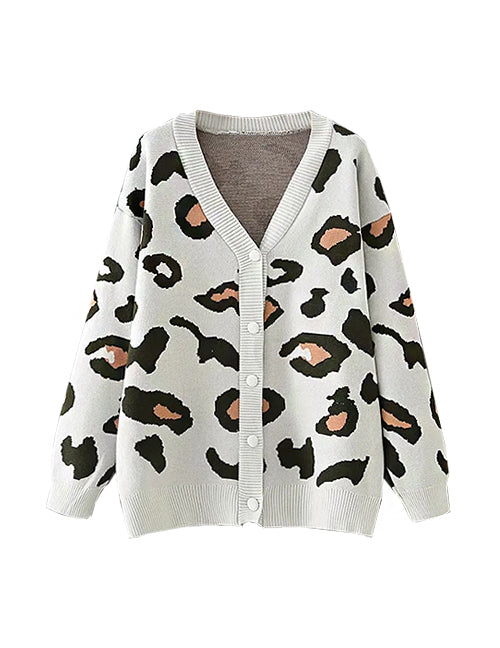 White Leopard Oversized Cardigan Top - Kiss the Rainbow